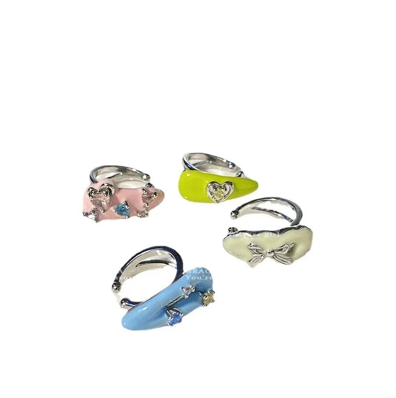 Sweet Summer Purple Pink Neon Ear Cuff Clip Colorful Enamel Seed Shape Zircon Heart Star Women