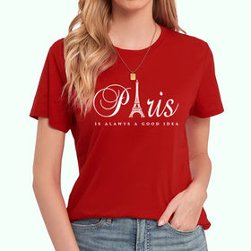 Wholesale Breathable Eco-Friendly Crew Neck Short Sleeve Solid Loose-Fitting Casual Women's T-Shirts Cotton Streetwear Paris