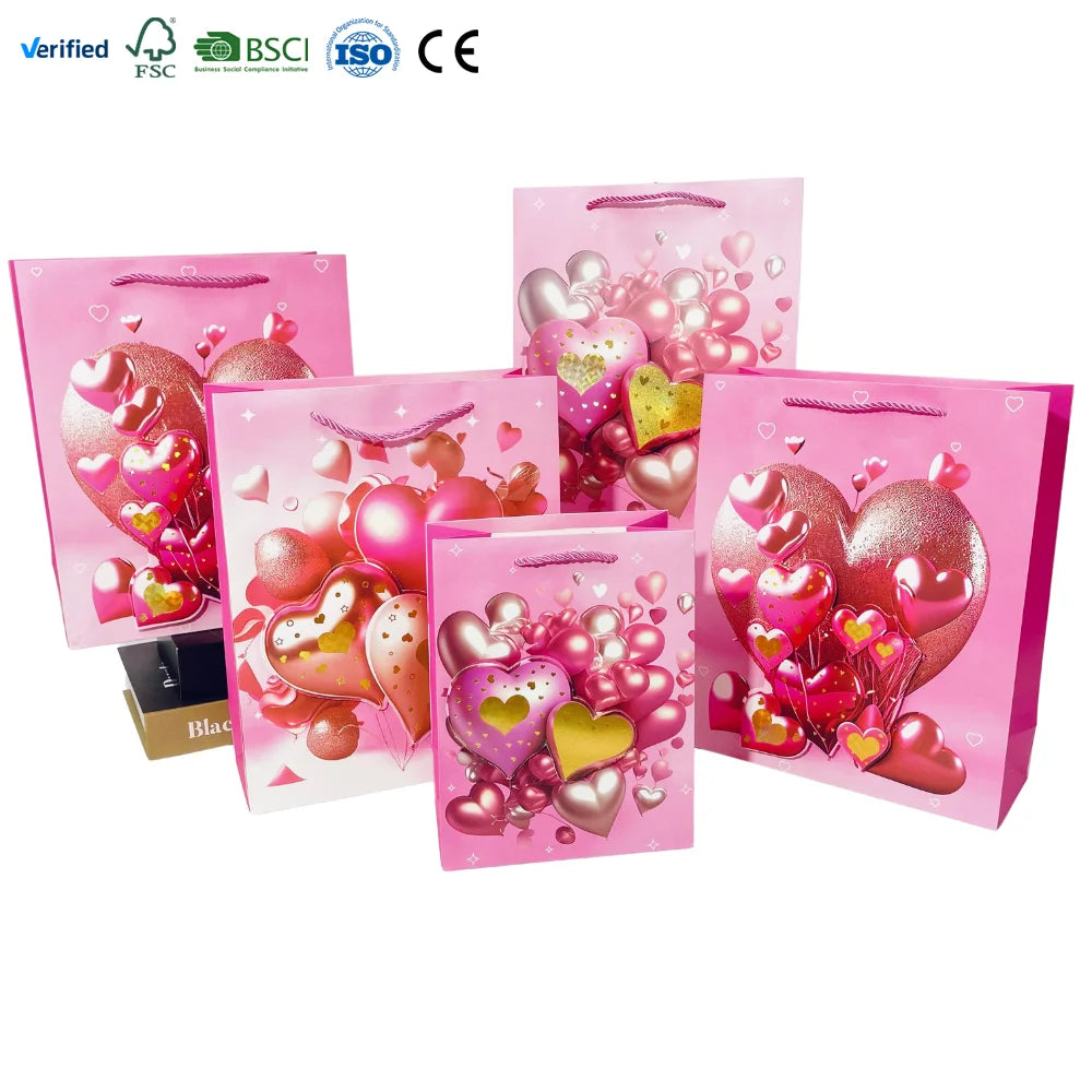 Valentine's Day 3D Cosmetic Jewelry Box Packaging Luxury Eco-friendly Recyclable Craft Gift Bag with Custom Logo for Candle Use
