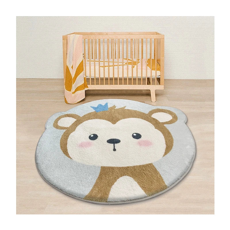 Cute Animals Large Super Soft Plush Children Area Rug Educational Washable Circular Kidsroom Floor Mat