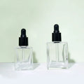 Empty Cosmetic Perfume Essential Oil 1oz 30ml Frosted White Black Square Matte Glass Pump Sprayer Bottle Screen Printed