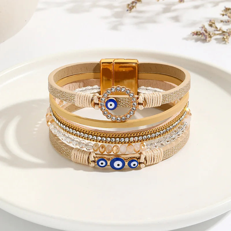 Wholesale High Quality Braided PU Leather Cortex Bracelet Hot Selling Alloy Magnetic Bracelet Women Gifts