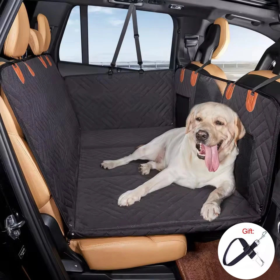 Extended Dog Car Seat Cover for Back Seat Extra Larger with Safety Belt Hard Bottom Car Back Seat Extender Dogs Fit for All Cars