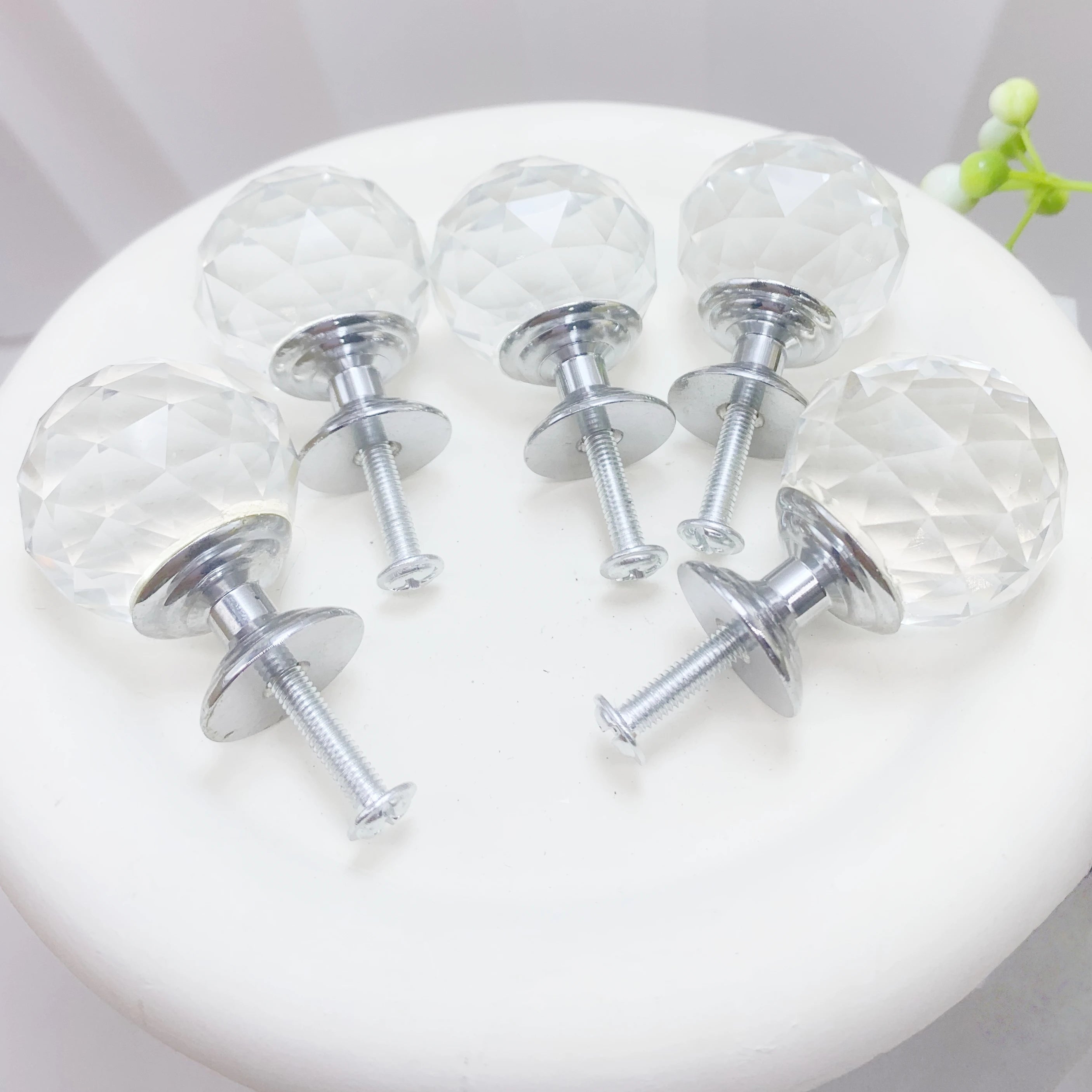 Crystal Knobs Set Handle  Cabinet Knobs with Screws Drawer Pulls Glass for Dresser Bathroom Bedroom Kitchen Living Room