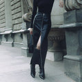 Front Zip-Up Wholesale Spring Chic Fashion Women's High Waisted Pu Leather Skirt Black Long Skirts For Women