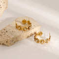 New Arrival 18K Gold Plated Earring Stainless Steel Flower Pearl Earrings