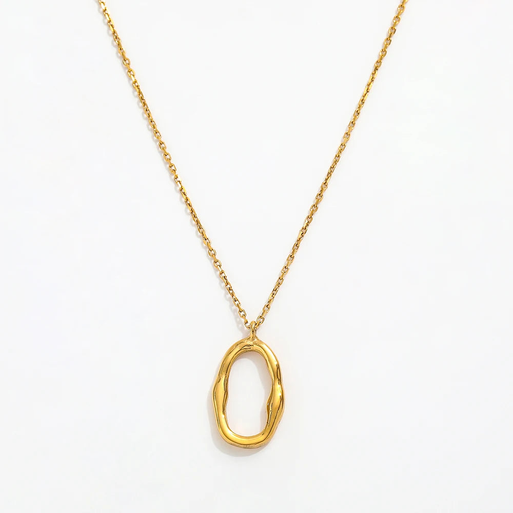 Joolim Jewelry 18K Gold Plated Irregular Oval Pendant Choker Necklace Stainless Steel Jewelry Wholesale MegaBDM