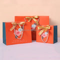 Luxury Paper Bag With Satin Ribbon Bow Handle Gift Boutique Shopping Packaging Paper Bag for Clothing