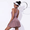New Arrival Sleeveless Tennis Sports One Piece Pleated Skirts Workout Mini Dress With Removable Chest Pad