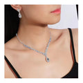 American Pendant Diamond Necklace Water Drop Earrings Rhinestone Women's Bridal Wedding Jewelry Set