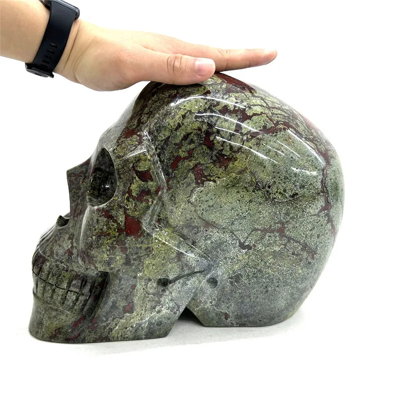 Wholesale New Products Natural 20kg Crystal Healing Carved Large Dragon Blood Stone Skulls for Gifts