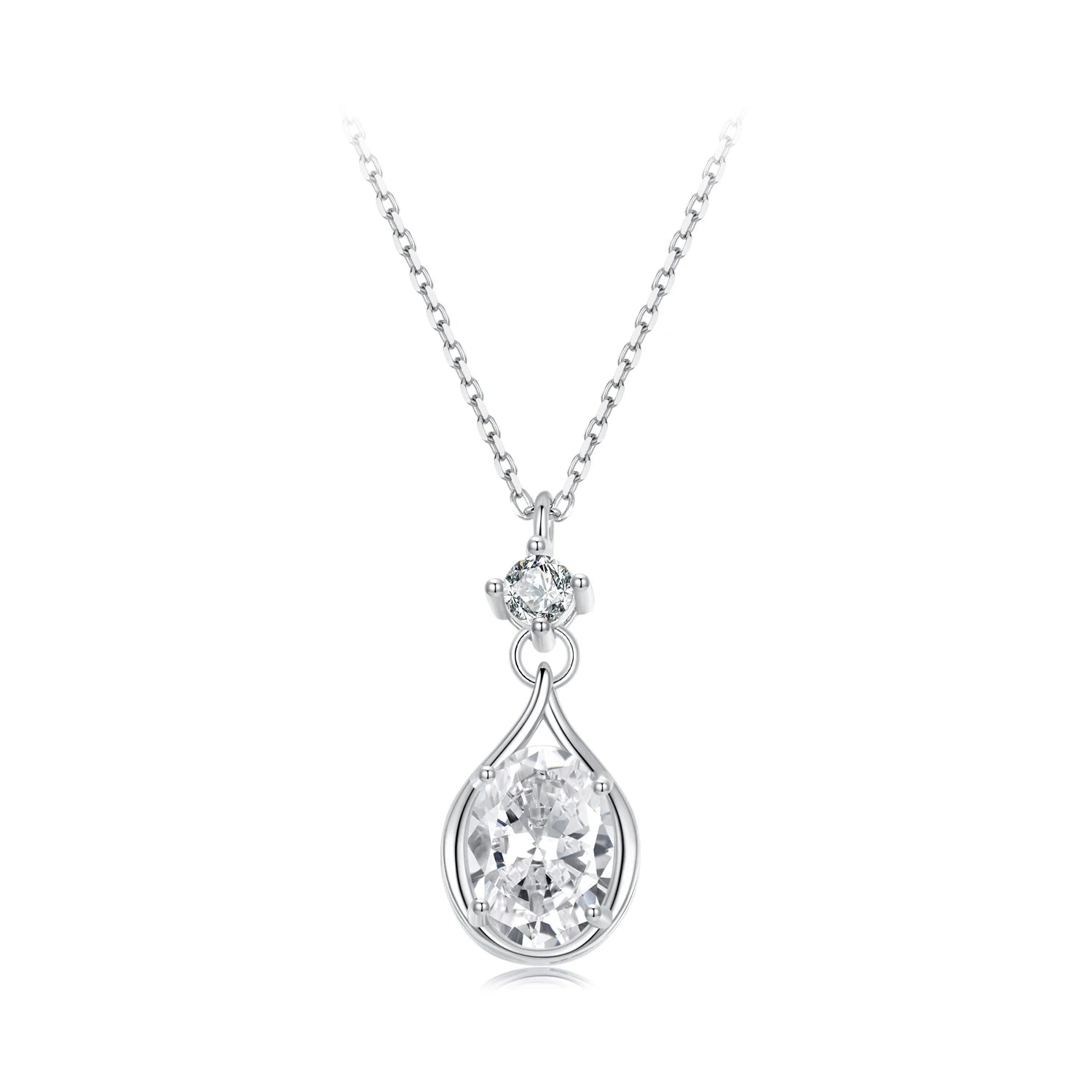 925 Sterling Silver Necklace for Women Cubic Zirconia Round Cut Pendant Necklace Dainty Jewelry Gifts for Women