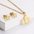 BINSHUO Wholesale Custom Stainless Steel Jewelry Set Gold Plating Boys and Girls Holding Hands Stud Earrings Choker Necklace Set