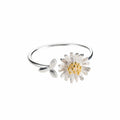 Silver Plated Delicate Lovely Mini Small Chrysanthemum Flower Ring Adjustable Daisy Rings