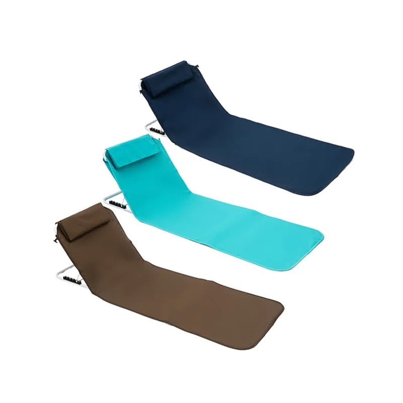 Beach Chair Outdoor Portable Folding Sitting and Reclining Dual-purpose Chair Soft Beach Mat Festival Camping Leisure Lounger