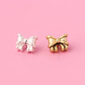Wholesale Gold Plating 999 Sterling Silver Bowknot Charms Beaded for Jewelry Making Accessories