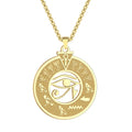 BASQUESUN Talisman Disc Pendant Necklace Egyptian Eye of Horus Ankh Circle Engraved Pendant Necklace in Gold or Silver