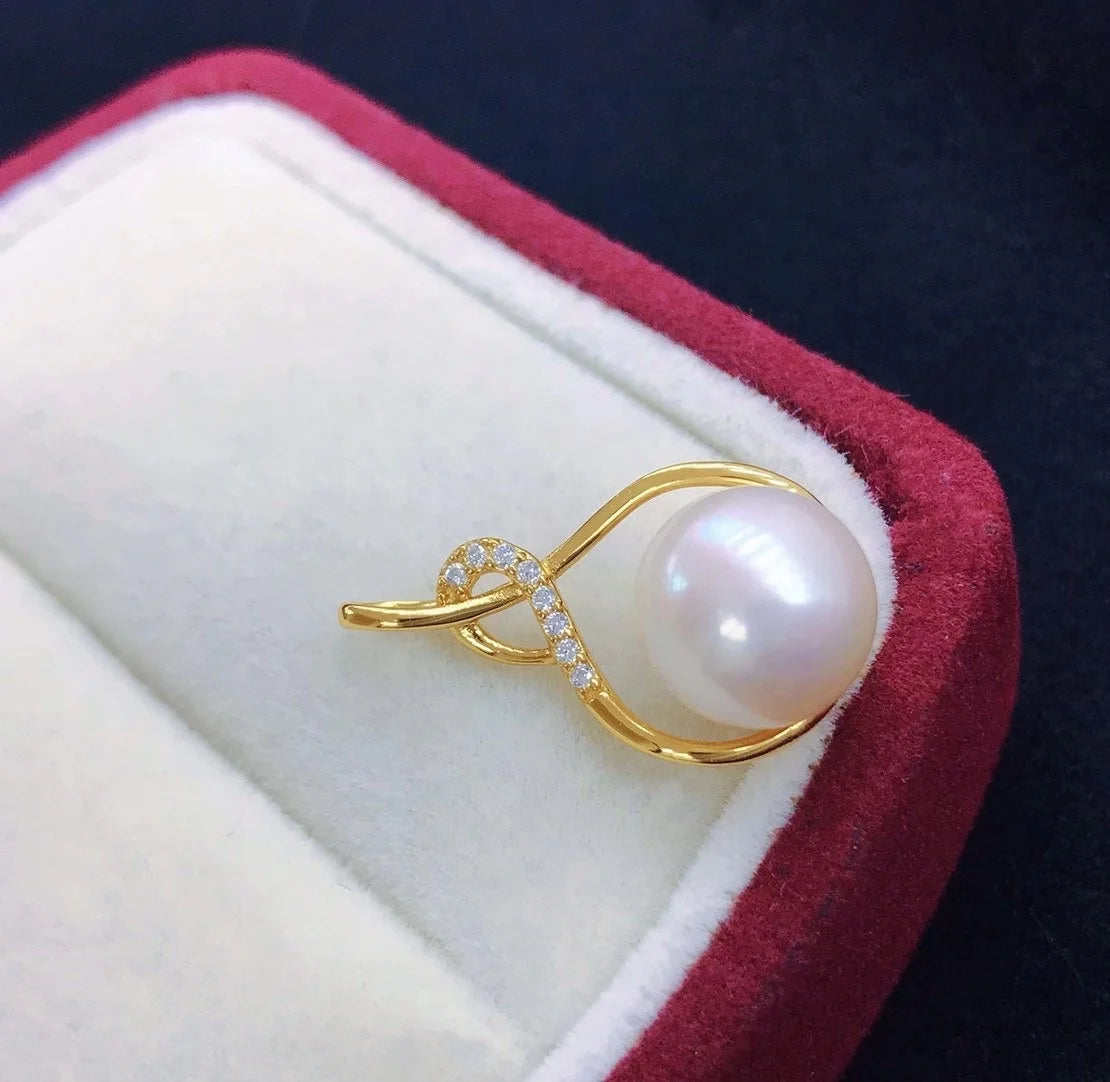 P1387 9-10mm DIY Natural  Freshwater Pearl Charm Pendant Necklace Accessory 925 Sterling Silver Jewelry for Women Without Chain