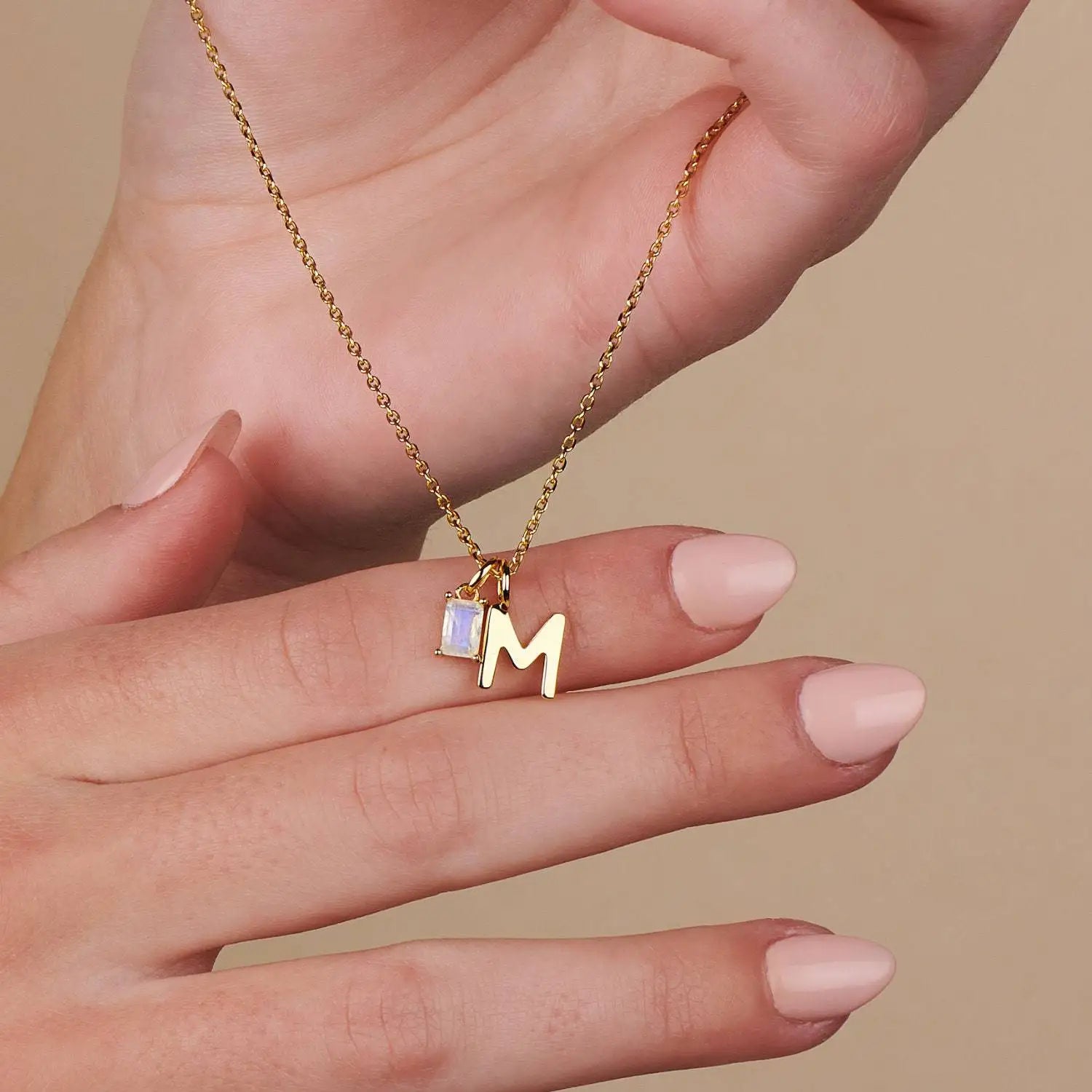 Women's 18K Gold Titanium Steel Rectangular Zircon Clavicle Link Pendant Necklace December Birthstone Trendy Female Christian
