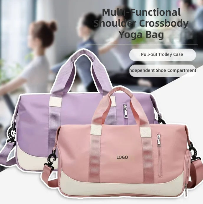 Custom Logo Outdoor Water Resistant Oxford Nylon Gym Bag Shoe Compartment Training Fitness Travel Handbag Yoga Mat Sport Bag