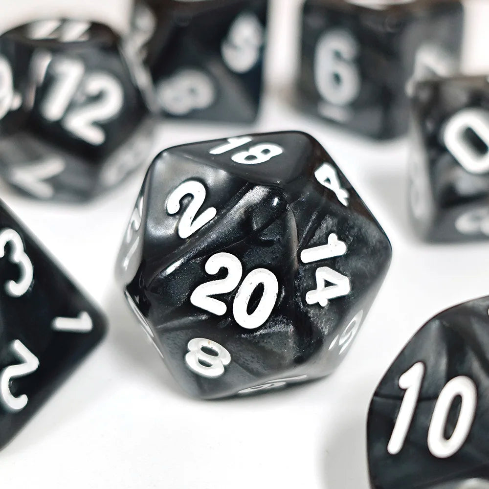 HS Pearl Polyhedral Acrylic DND Dice Set for Board Games and Dungeons and Dragons Plastic Dice with Excellent Visibility