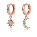 High-Quality 925 Sterling Silver Bohemian Geometric Star and Moon Pendant Women's Earrings Jewelry