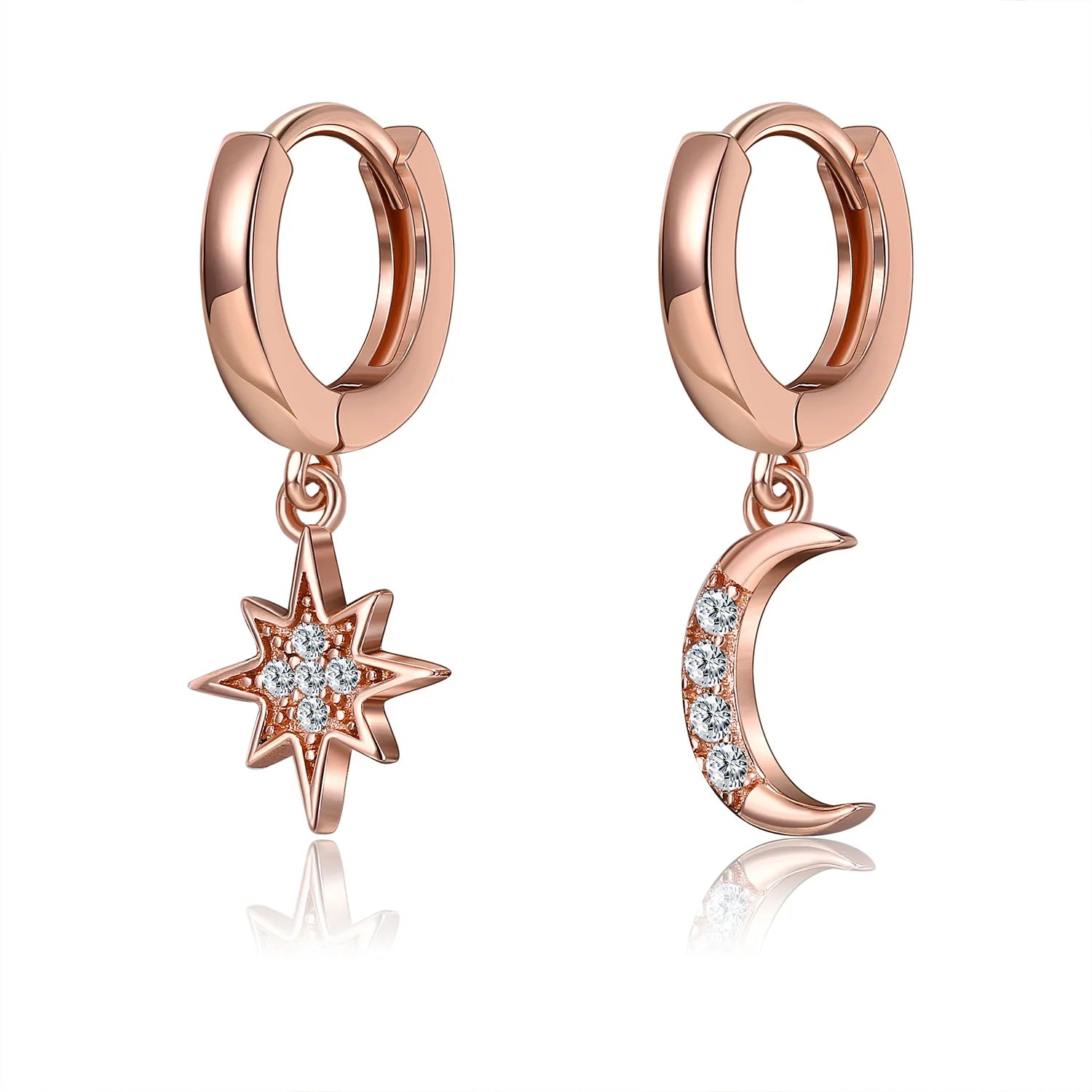 High-Quality 925 Sterling Silver Bohemian Geometric Star and Moon Pendant Women's Earrings Jewelry