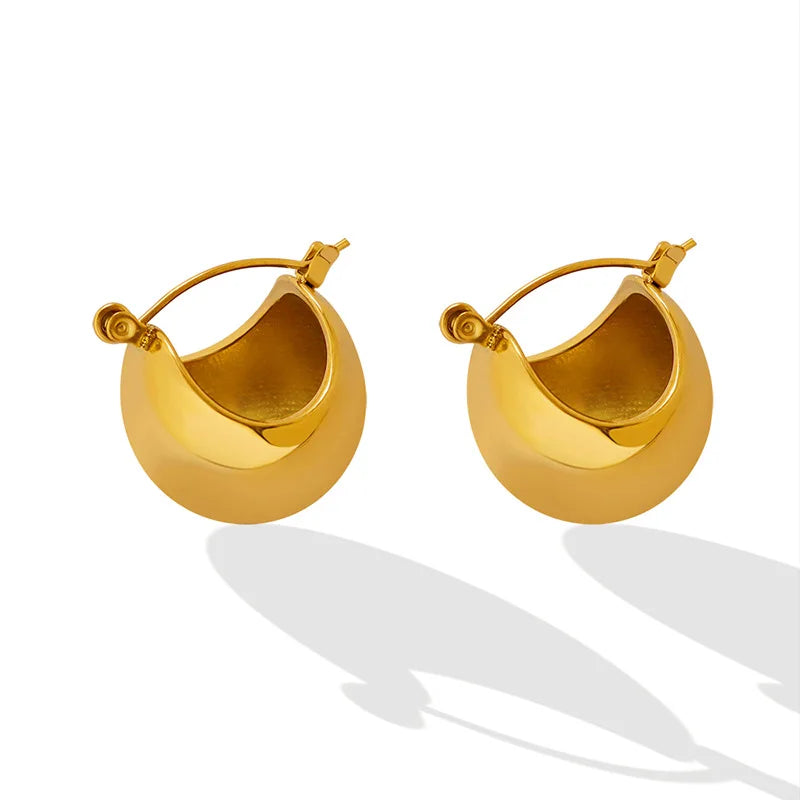 French Vintage Style Stainless Steel Hoop Earrings Butterfly Pendant Ceramic Link Chain Necklace Women Gift Pearl Main Stone