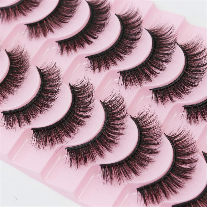 Abestyou 10pairs Faux Mink 100% Hand Made Original Human Hair Short Lashes Easy Apply Individual Strip Eyelashes Wholesale