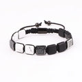 New Design Natural Stone Square Beads CZ Pave Charm Custom Logo Braided Macrame Bracelet Men