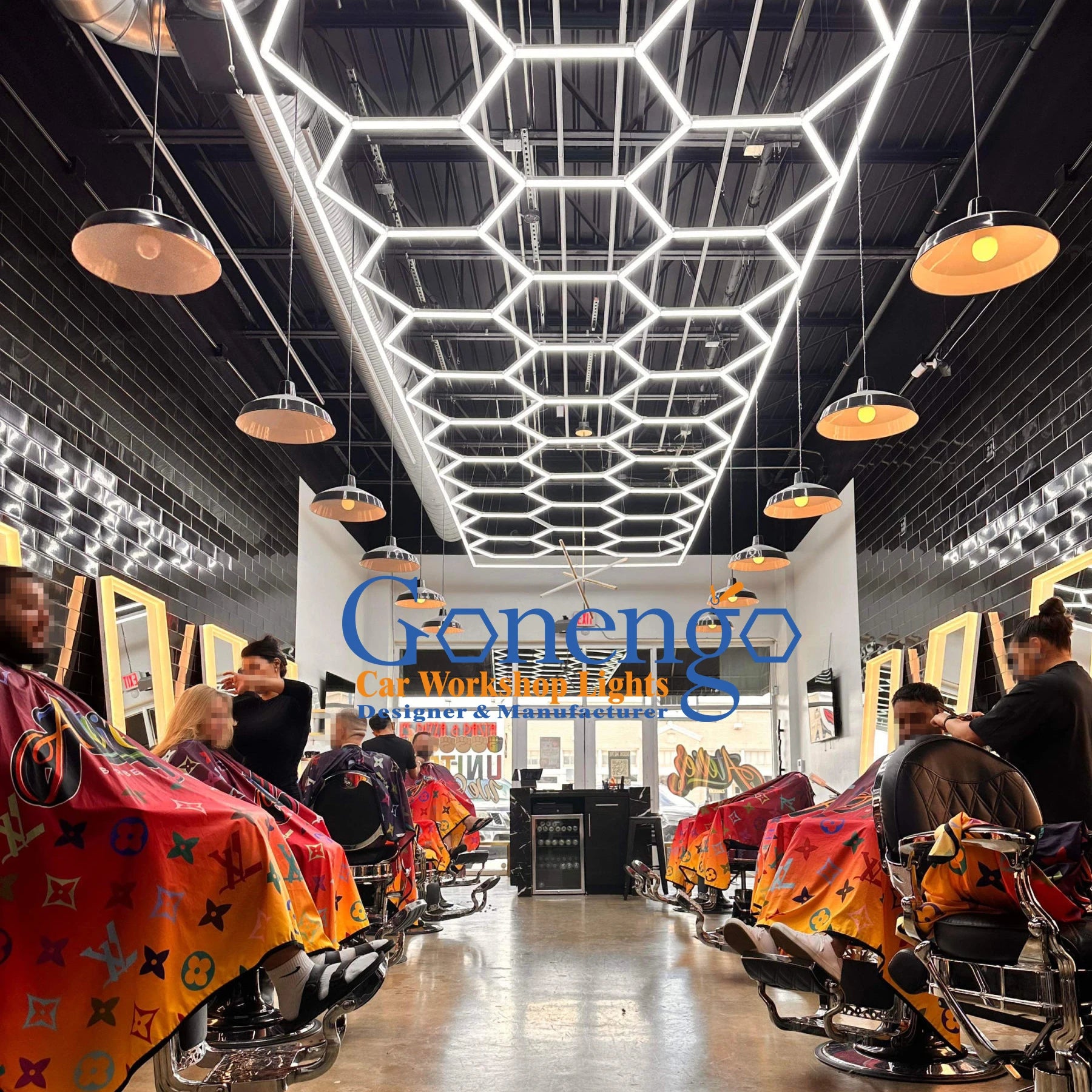 Individually Customized Modern Salon Stylish Luz Led Hexagonal Para Techo Barber Light