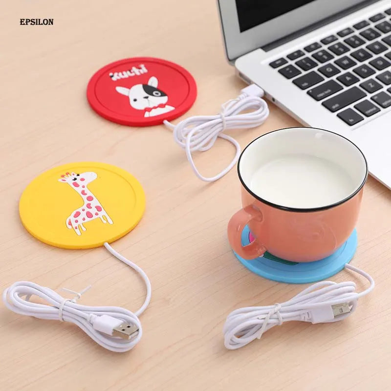 USB Warmer Gadget Cartoon Thin Cup-Pad Coffee Tea Drink Heater Tray Mug Pad Nice Gift