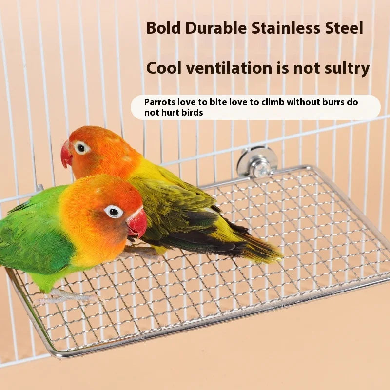Wholesale Stainless Steel Parrot Jumping & Eating Table Platform Small Bird Pet Cage Accessory