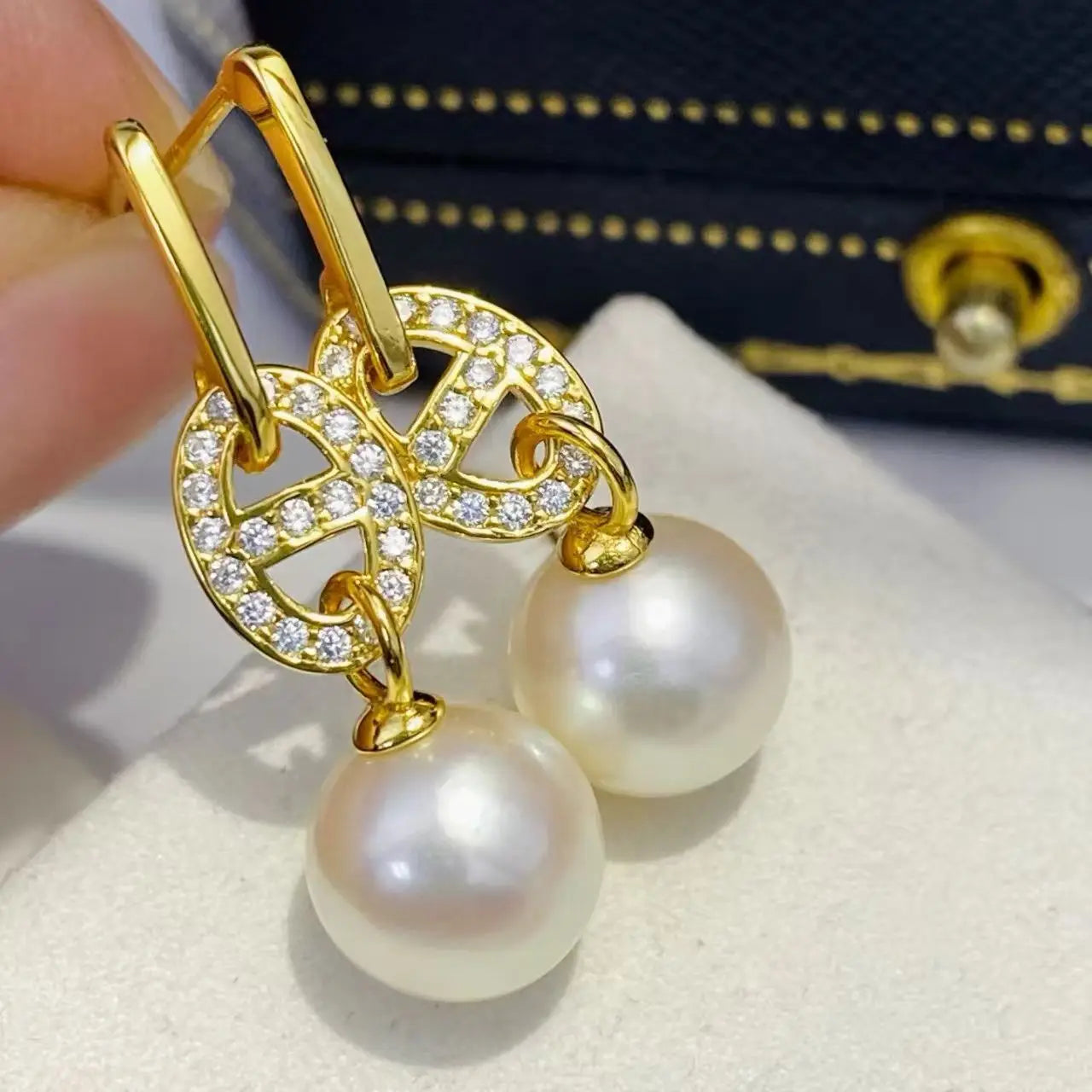 S925 Hypoallergenic Pure Silver Stud Earrings AAAAA Grade White 8-9mm Natural Freshwater Pearls Fashionable Luxury Jewelry for