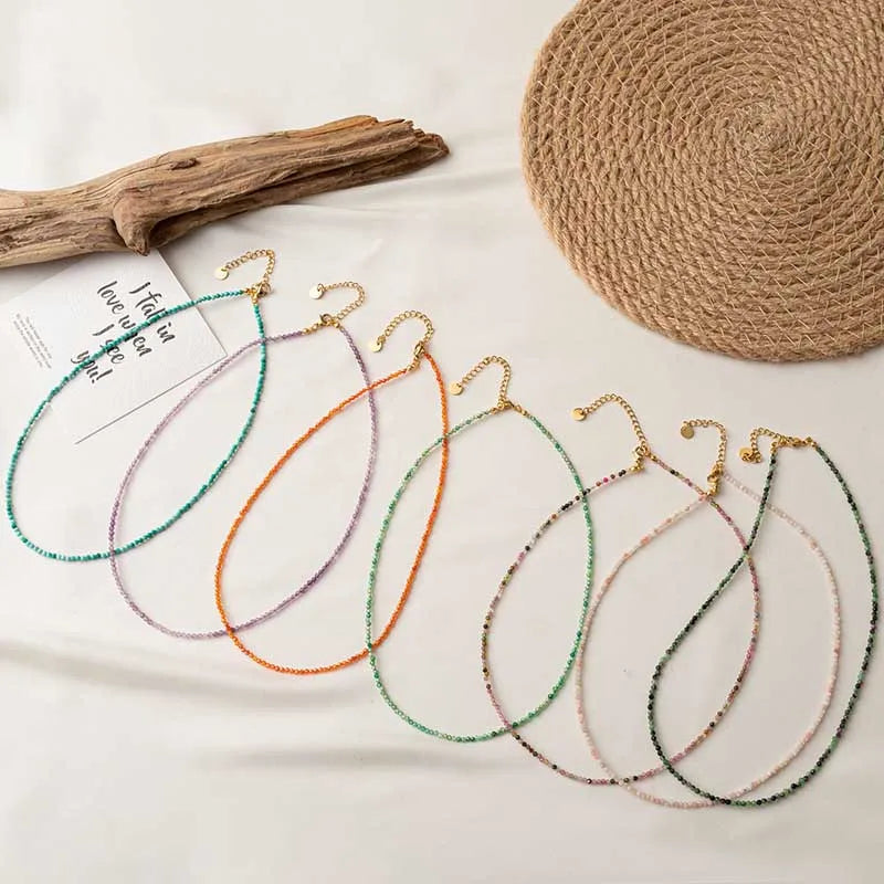 Cheap Beach Summer African Jewelry Handmade Beads Stone Choker Necklace Boho 18k Gold Stainless Steel for Women Jewelry Fashion