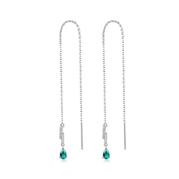 Fine Jewelry 925 Sterling Silver Long Tassel Water Drop Zircon Diamond Drop Earrings for Women
