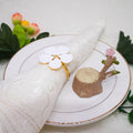 Cute Gold Plated White Flower Napkin Rings Holder for Wedding Decoration