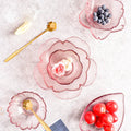 Ins Pink Glass Fruit Bowl for Ice-cream Salad Cute Desert Bowls Star Leaves Cherry Blossom Plates for Home Kitchen