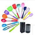 Colorful Eco-Friendly 15-Piece Silicone Stainless Steel Kitchenware Set Contemporary Design Induction Cooker Compatible Includes