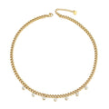 MICCI Wholesale Custom 14K Gold Plated Stainless Steel Jewelry Fashion Cuban Chain Link Zircon Charm Beads Necklace
