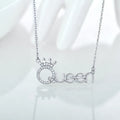 YILUN Women's Fine Jewelry Necklace 925 Sterling Silver Queen Crown Pendant Classic Cubic Zirconia Rhodium Plated for Engagement