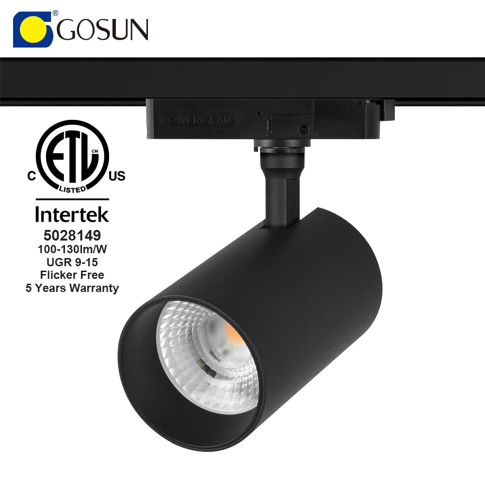 ETL Certificated Single Phase 3-wire New Design US Standard Spotlight Track Anti Glare Flicker Free 15W Cob Led Track Light