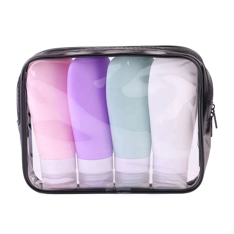 Portable 2 Ounce Leak-Proof Squeezable Silicone Tubes Toiletries Containers for Travel Refillable Travel Accessories Kit
