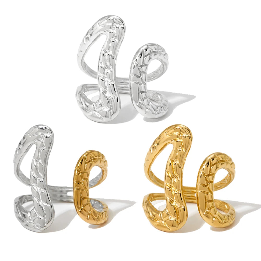 CLIORO Modern Stainless Steel Open Ring Gold Plated with Irregular Shape Waterproof Lightweight Wholesale Jewelry Design