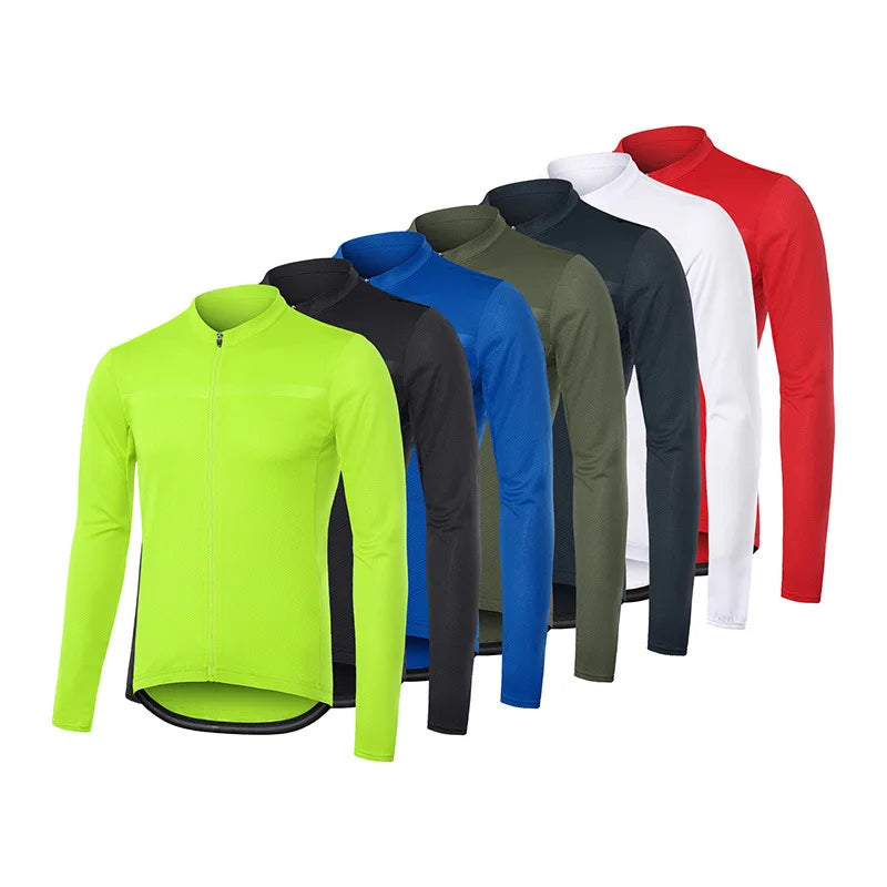 Professional Cycling Clothes Road Car Men Quick Dry Breathable Spring And Summer Top Long Sleeve Solid Color Zipper