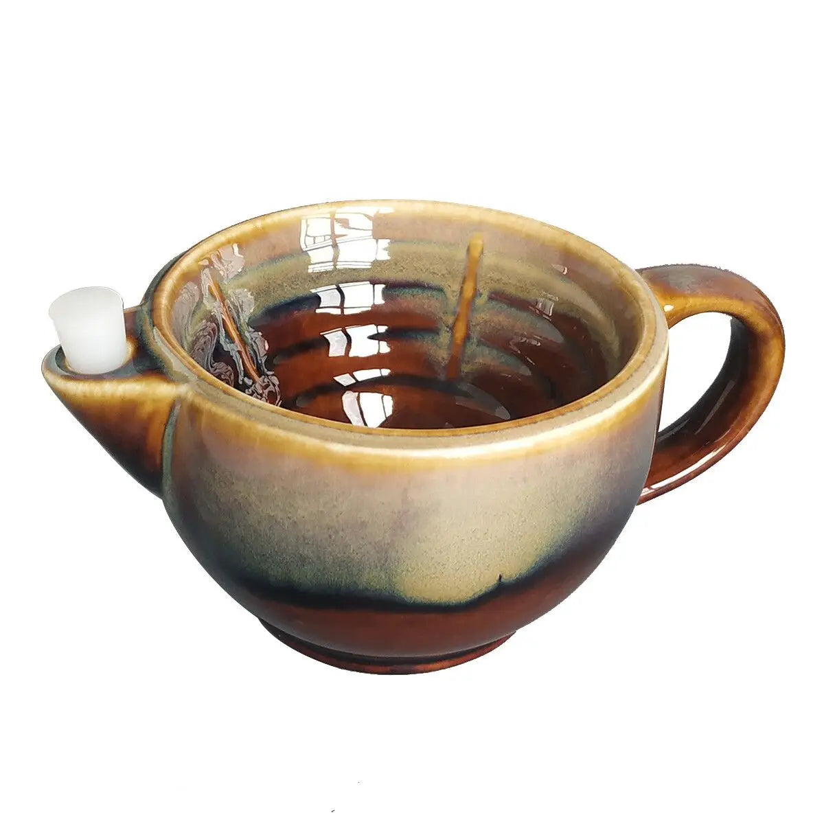 Dscosmetic Shaving Scuttle Mug Bowl Filled Hot Water Keep Lather Always Warm Large Size Handmade Pottery Cup