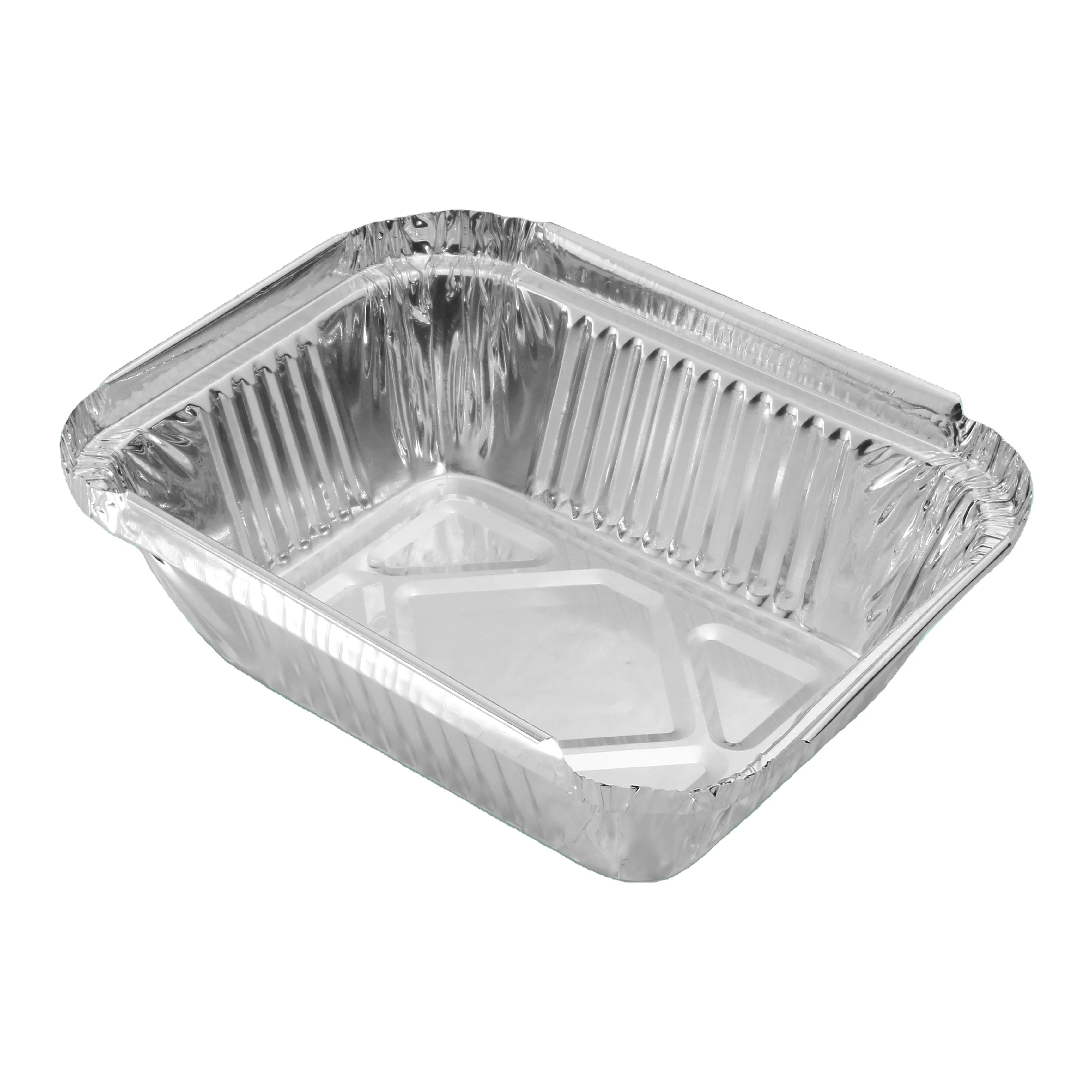 Rectangular Silver Foil Serving Tray Recyclable Aluminium Bowl for Christmas Holiday Household Buffet BBQ for Baking