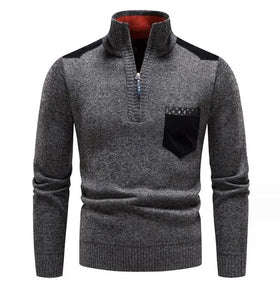 Men Sweater Tops Knit Clothing Wholesale Winter Thick Warm Casual Stand Collar Fashion Cardigan Sweater