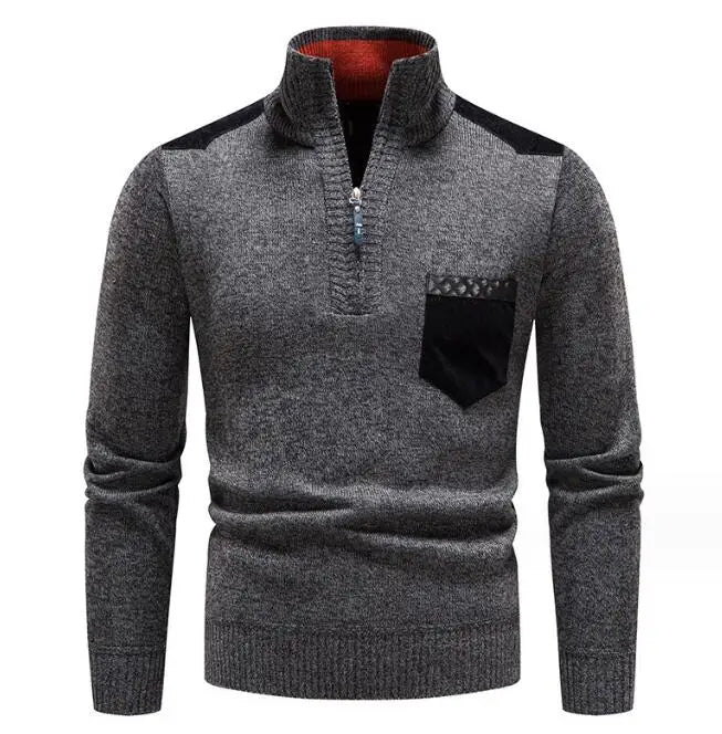 Men Sweater Tops Knit Clothing Wholesale Winter Thick Warm Casual Stand Collar Fashion Cardigan Sweater