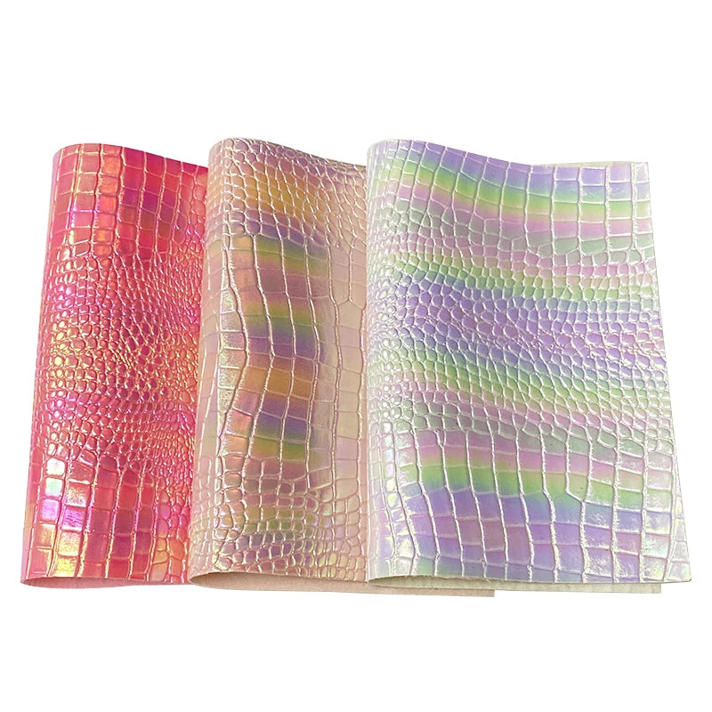 12 X 53 Inch Rainbow crocodile Grain Leatherfor Making Cell Phone Cases and Notebooks and Gift Boxes PU Leather